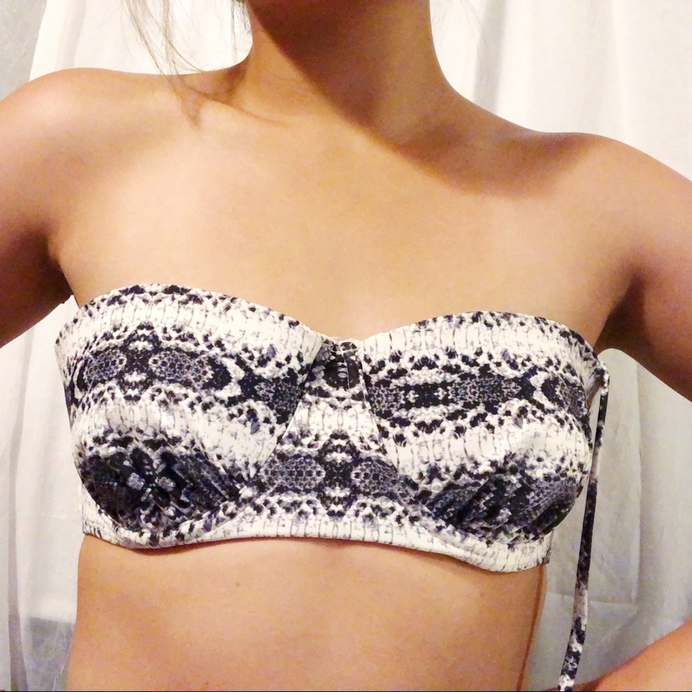 Snakeskin Pattern Bandeaus Style Bikini Top